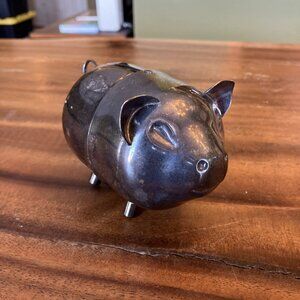 Silverplate Elegance Piggy Bank Vintage Two Piece Figural Coin Pig Bank